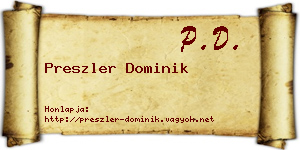 Preszler Dominik névjegykártya